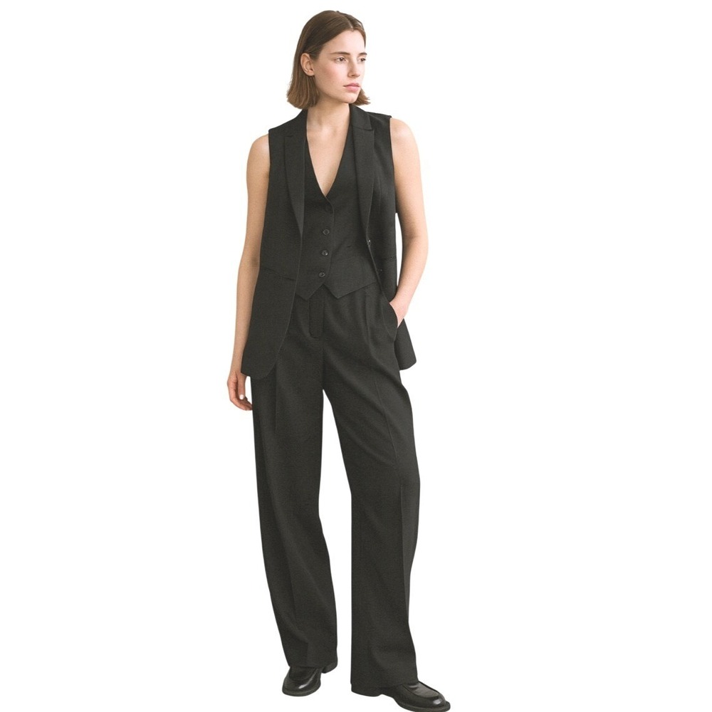Alexander McQueen Women Black Tailored Layered Waistcoat Vest Draped Lapel Italy